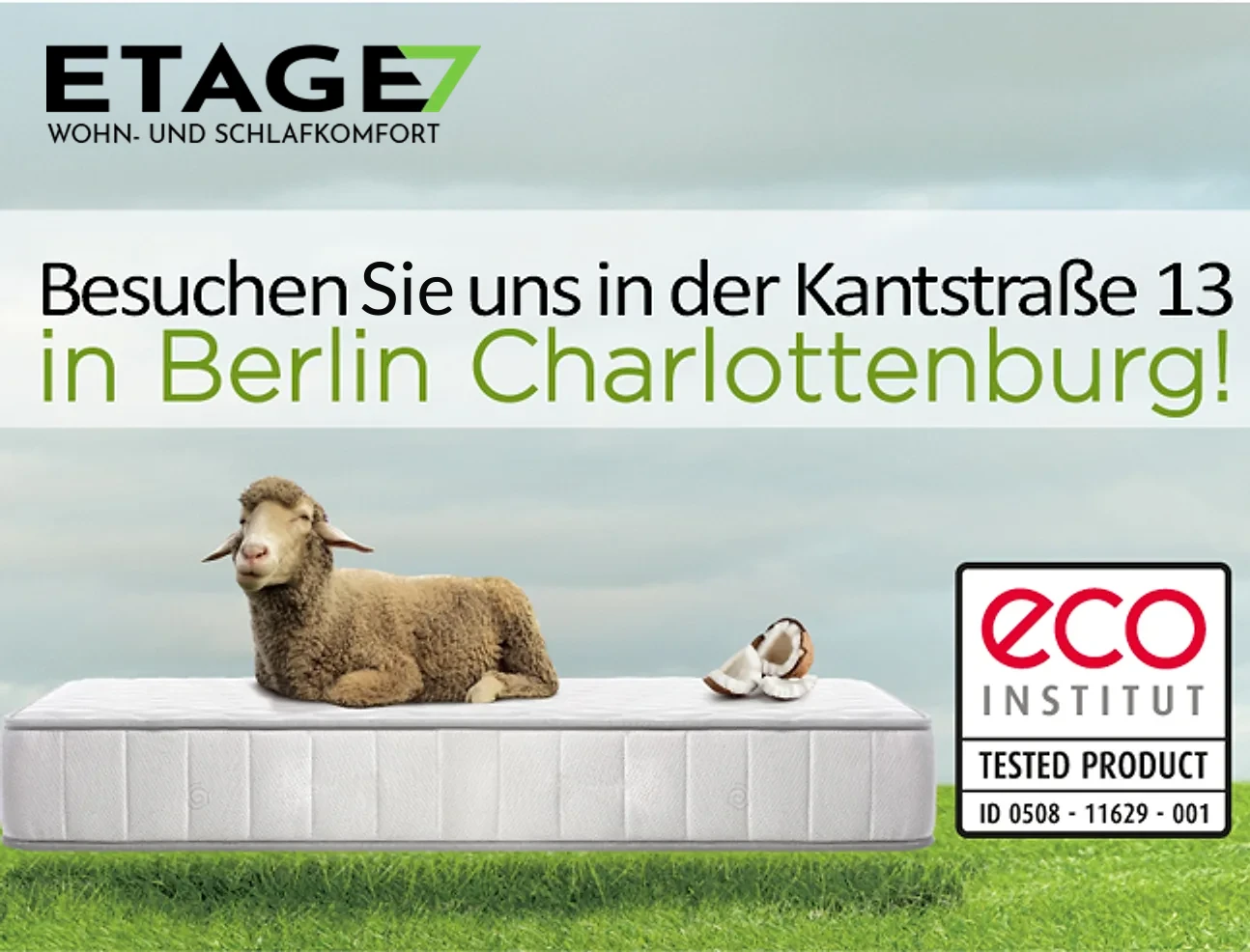 Etage7 Markenbanner mobil mit Logo – Besuchen Sie uns in der Kantstraße 13