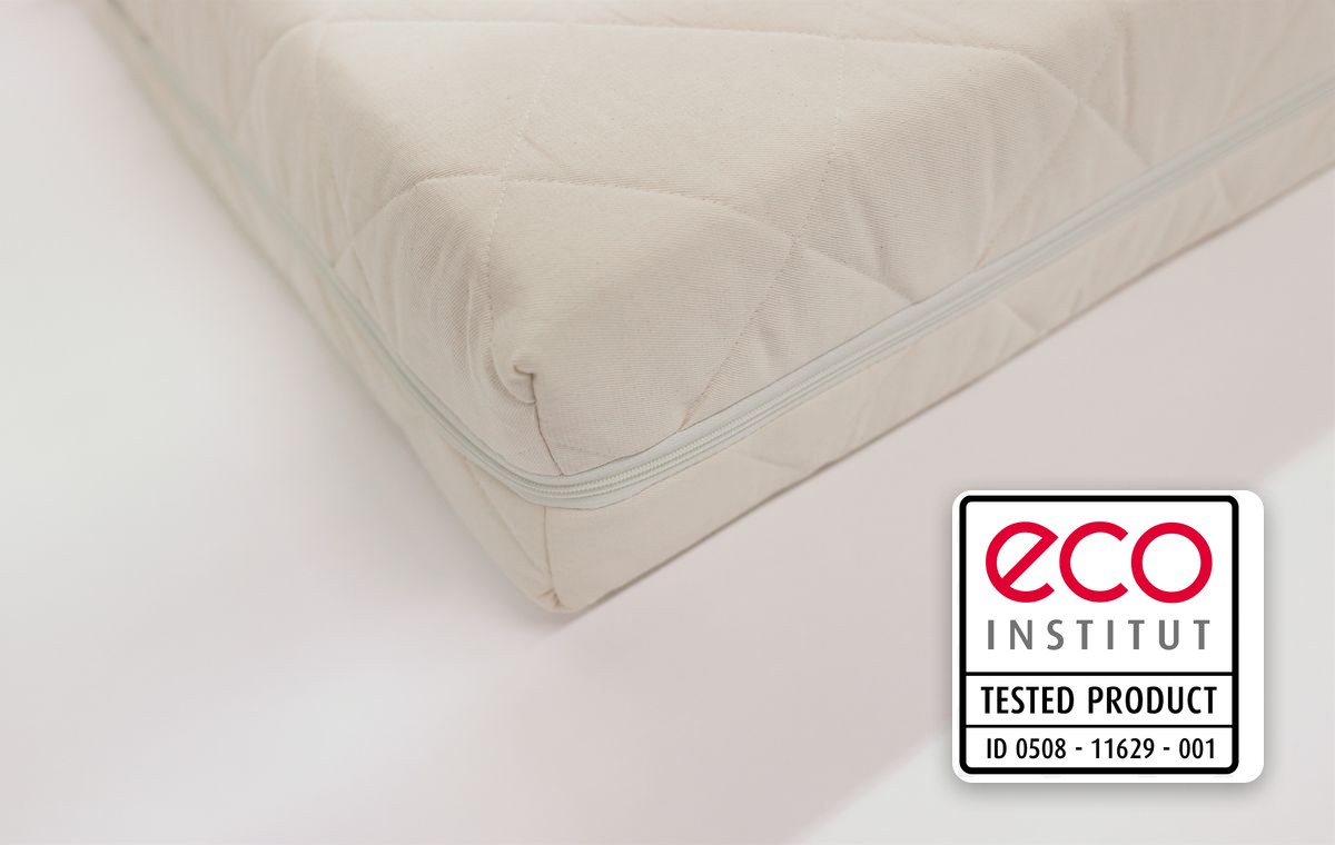 eco-INSTITUT-geprüfte Naturmatratze mit Label – Tested Product ID 0508-11629-001