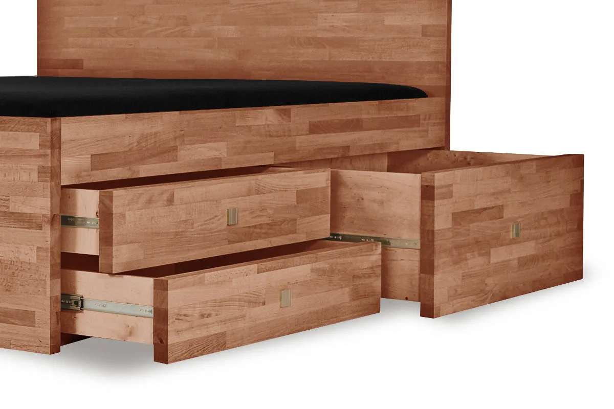 Schubladenbett Seattle Stabverleimt-Massivholz Rahmenhöhe 45cm