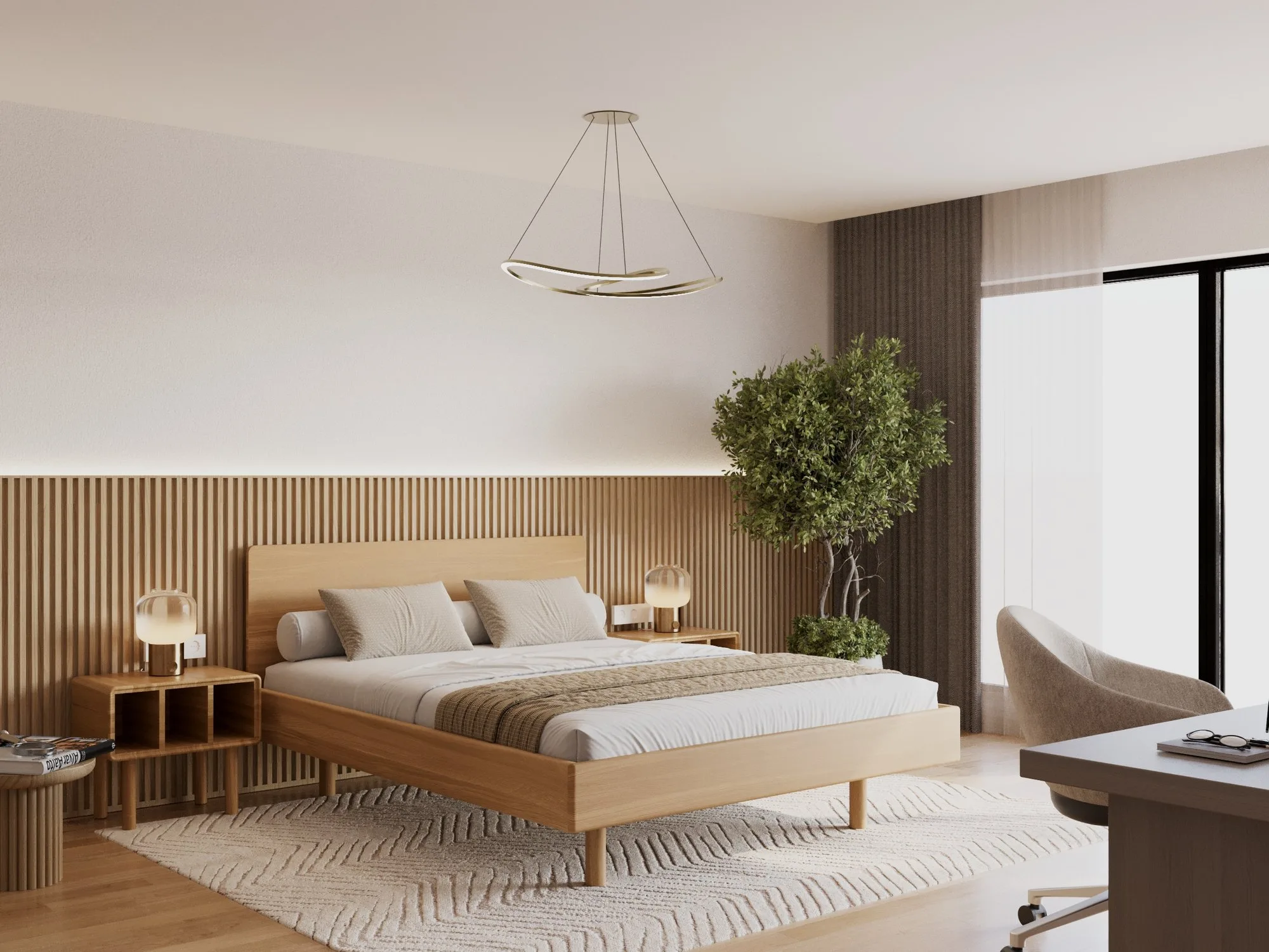 Solid wood bed Maseo